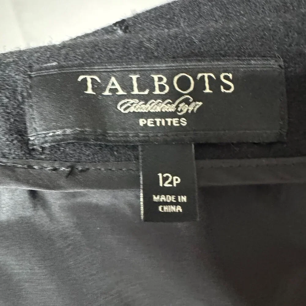 Talbots Petite Black Wool Blend Embroidered A Line‎ Pencil Maxi Skirt Size 12 P